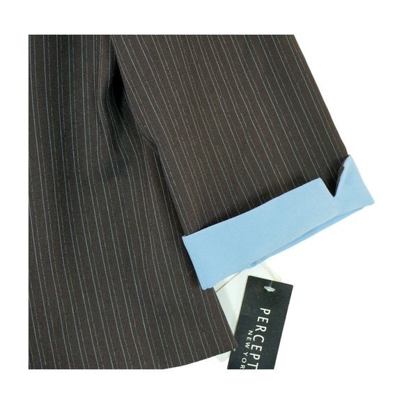 NWT Vintage Perceptions Petite Brown And Blue Striped Open Blazer 16 Petite - Picture 5 of 5